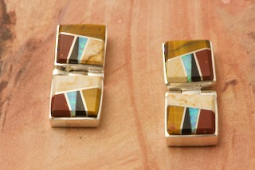 Calvin Begay Genuine Picture Jasper Sterling Silver Earrings